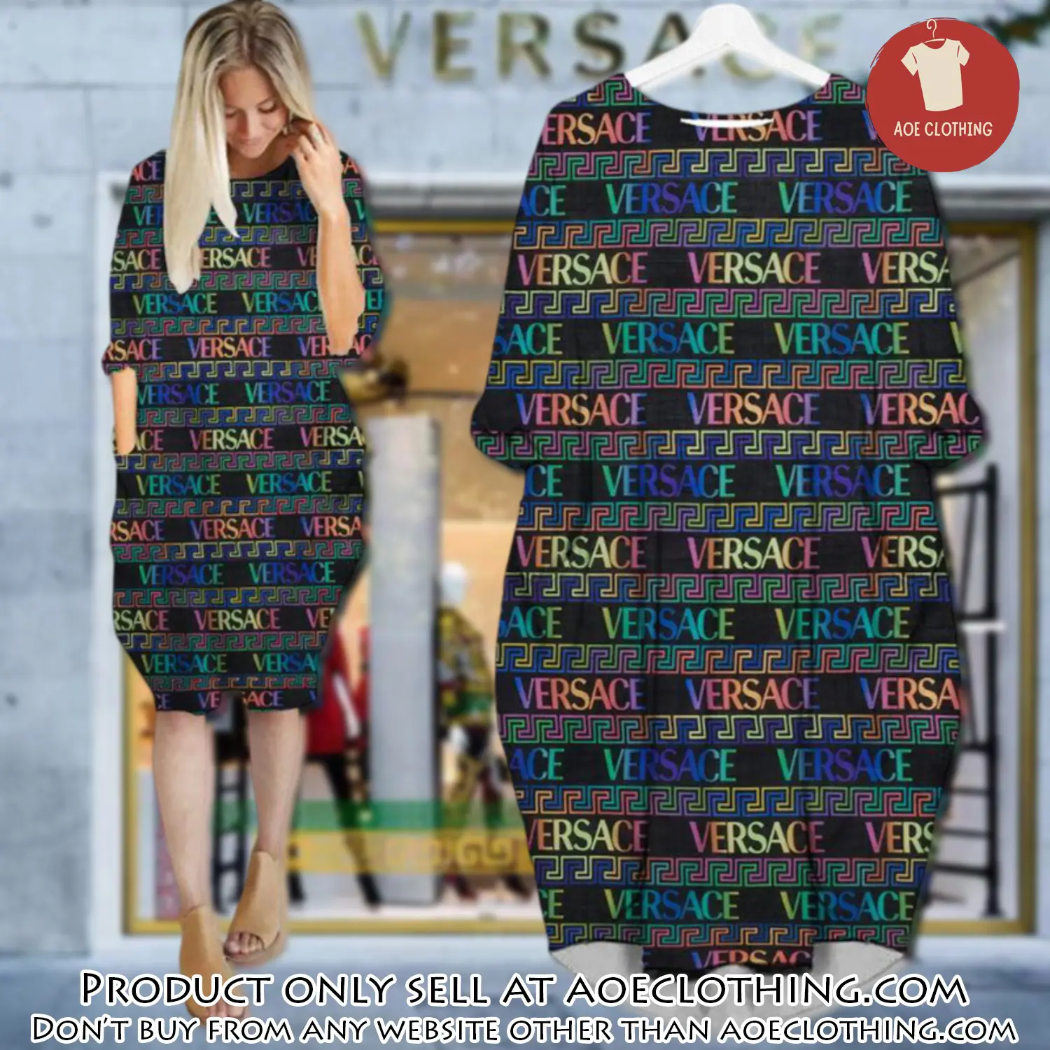 Gianni versace multicolor batwing pocket dress luxury brand for women pd062 aoe1837954
